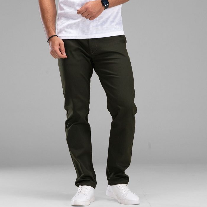 شلوار کتان مردانه رنگ سبز تیره مدل کلاسیک کراس
