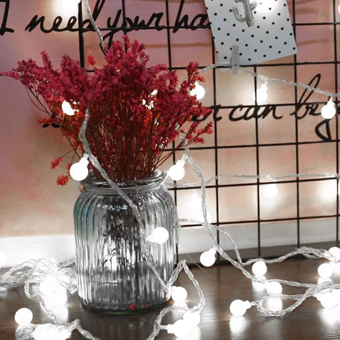 ریسه توپی LED نور مهتابی با سیم شفاف 5 متری