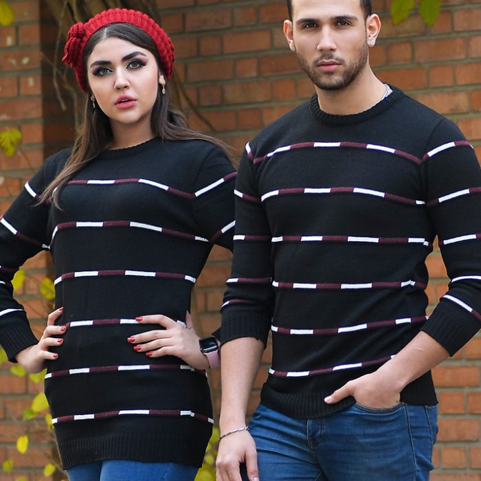 ست لباس بافت دونفره مردانه و زنانه (مشکی) مدل جدید