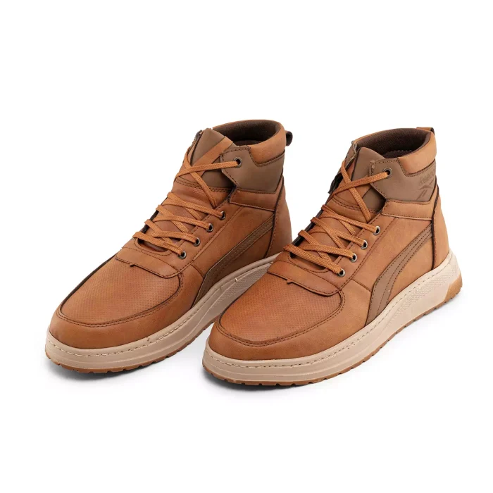 کفش چرم اسپرت رنگ عسلی مردانه مدل ساقدار