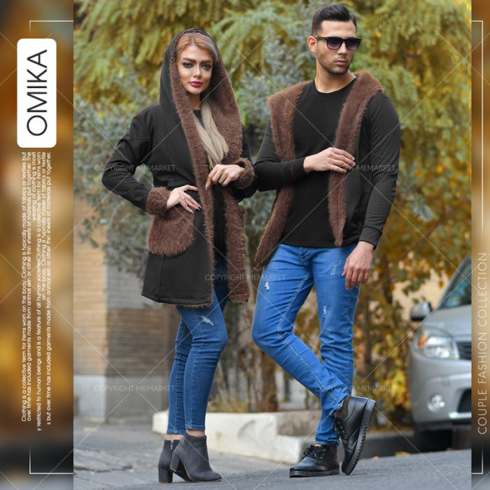 ست لباس هودی زوج مردانه و زنانه (خز دار) کلاه دار جلوباز
