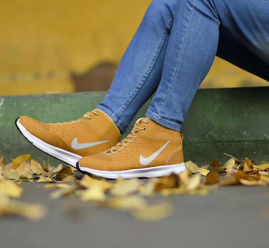 کفش اسپرت ساقدار مردانه رنگ عسلی یا خردلی