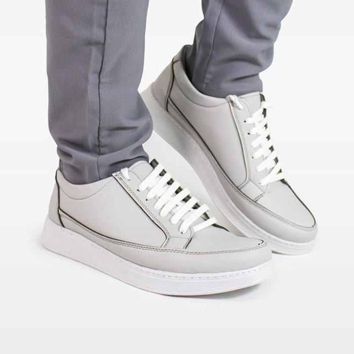 کفش چرم اسپرت مردانه رنگ طوسی مدل ونس