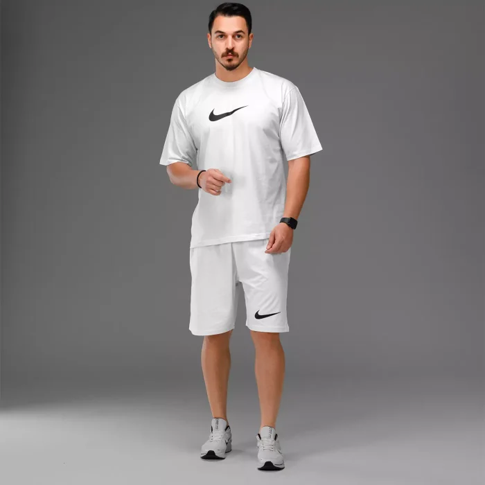 ست تیشرت شلوارک مردانه رنگ سفید مدل Nike