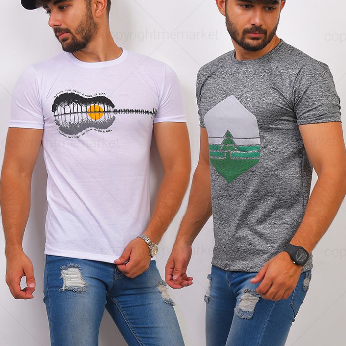 فروش فوق العاده 2 عدد تیشرت پسرانه (طوسی، سفید) جدید