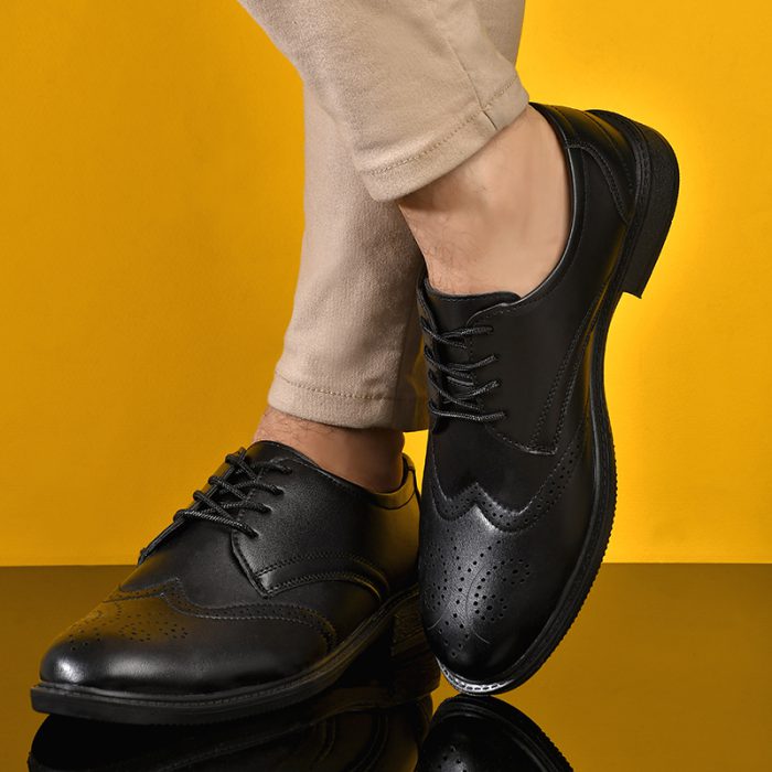 کفش چرم مردانه (مشکی) مدل رسمی طرح سوزنی جدید