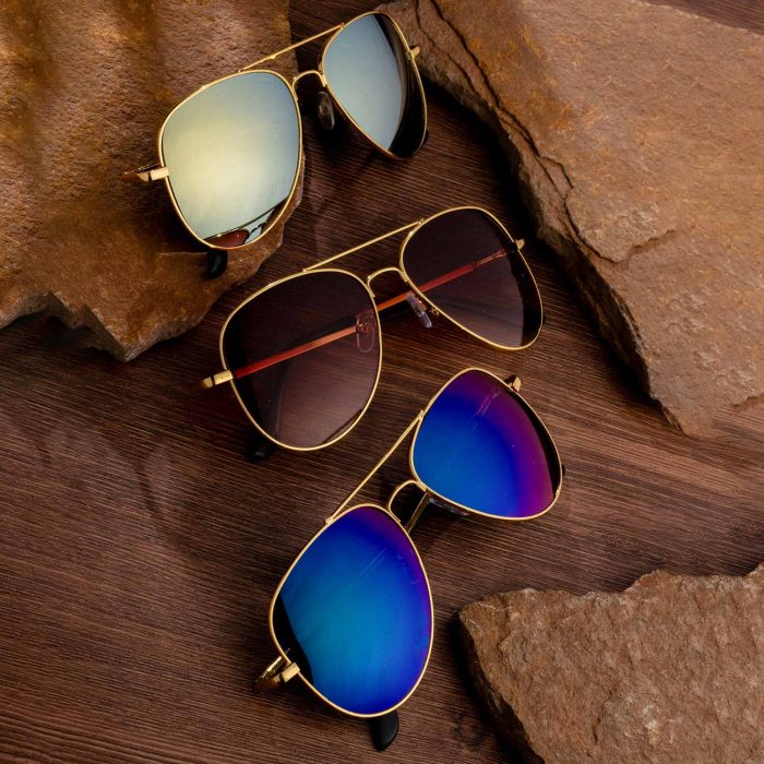 عینک آفتابی فریم فلزی با رنگ بندی از برند Ray.Ban