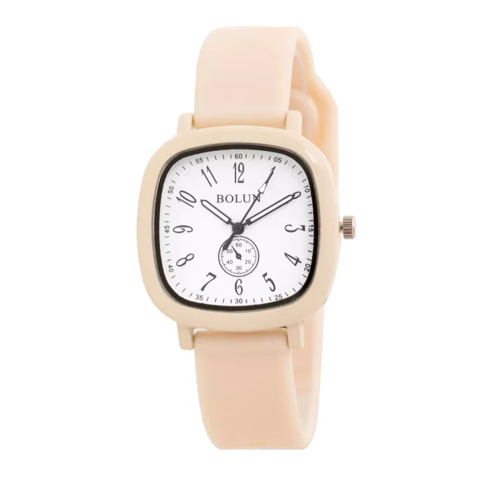 ساعت مچی دخترانه بند سیلیکون زرد برند Bolun