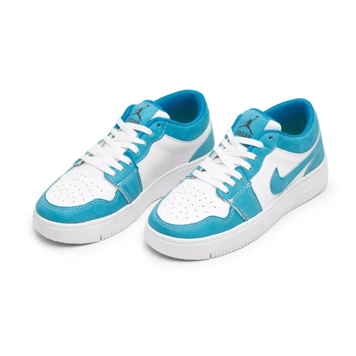 کفش اسپرت چرم دخترانه مدل Air Force سفید آبی