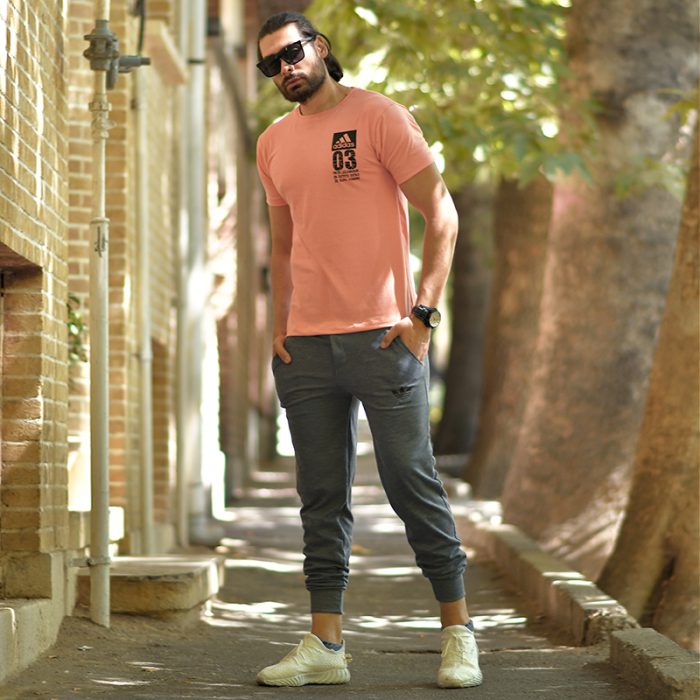 ست تیشرت و شلوار اسلش پسرانه (گلبهی، خاکستری)