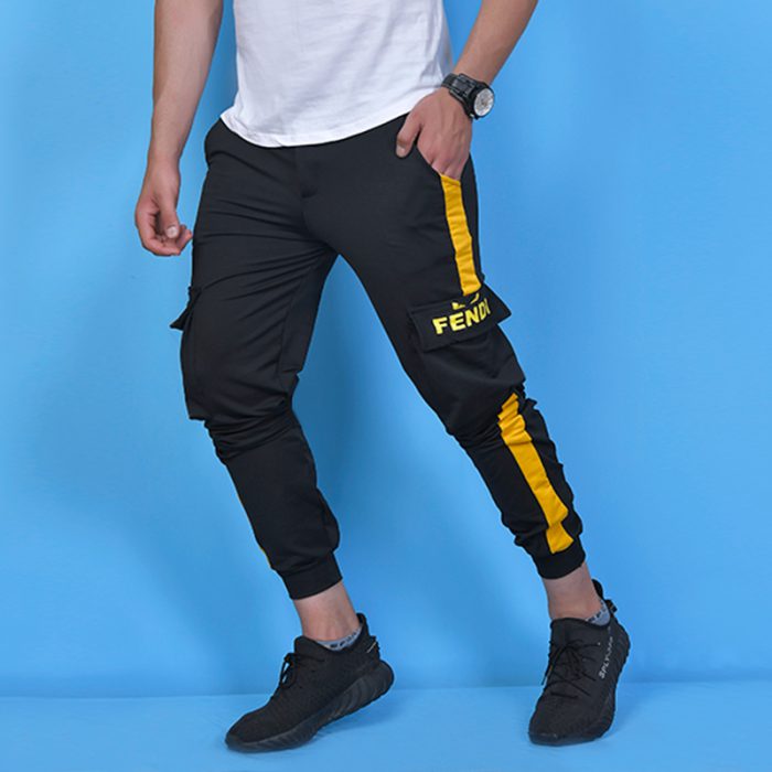 خرید اینترنتی شلوار اسلش مردانه مدل فندی خط زرد