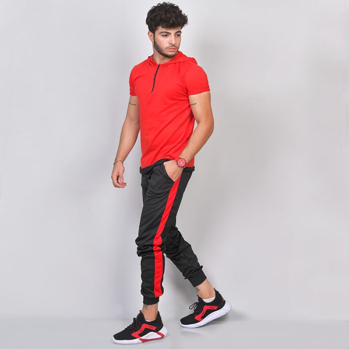 خرید اینترنتی ست تی شرت کلاهدار مردانه با شلوار اسلش