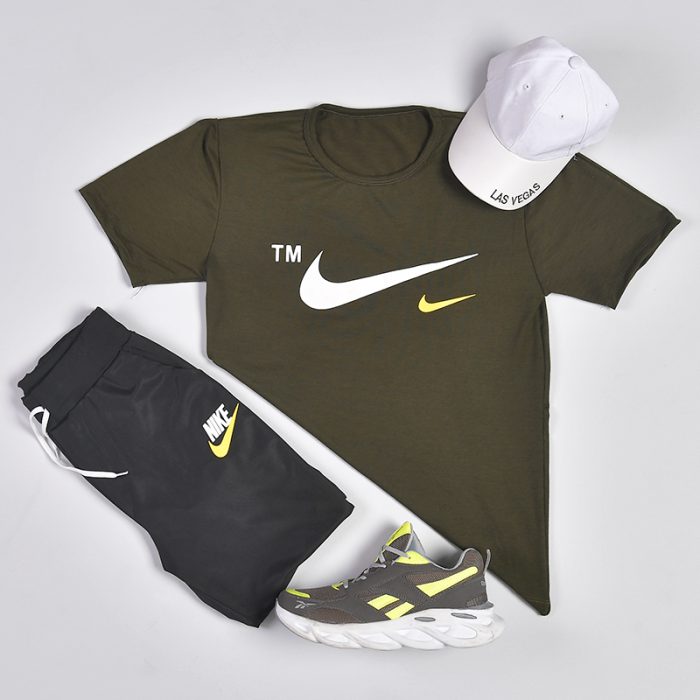ست تیشرت و شلوار اسلش مردانه (سبز، مشکی) طرح Nike