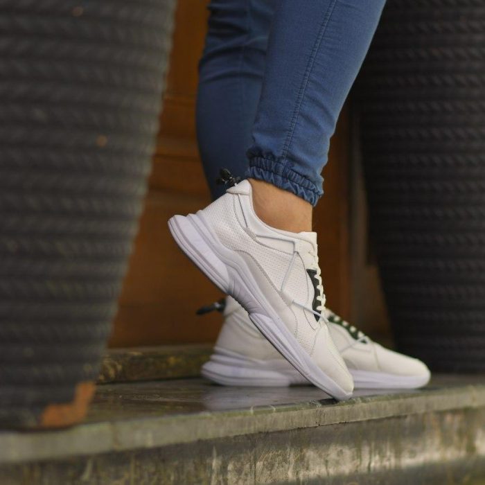 کفش چرم اسپرت مردانه (سفید) طرحدار مد روز