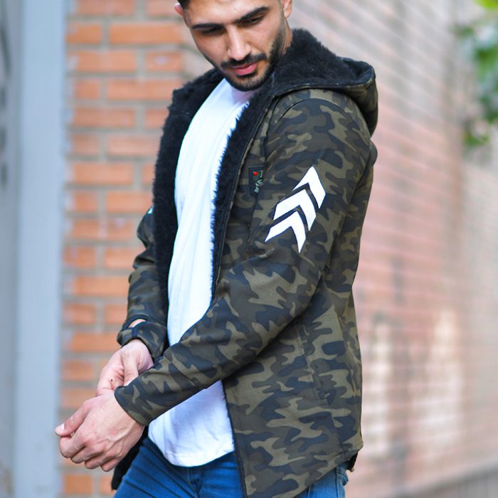 هودی چریکی مردانه مدل جلوباز کلاهدار (ارتشی) سبز تیره