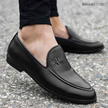 کفش چرم مشکی مردانه مازراتی مدل کالج مجلسی رسمی