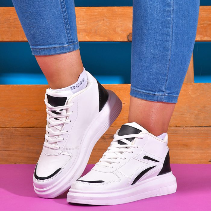 خرید اینترنتی کفش اسپرت سفید دخترانه ساق بلند ارزان قیمت مدل جدید 2020
