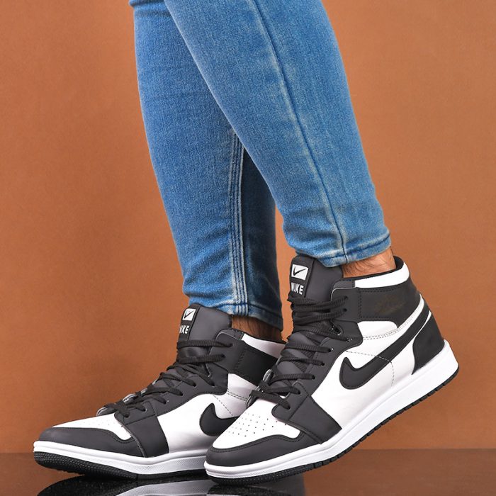 خرید کفش ساقدار سفید و مشکی مردانه مدل نایکی Nike ارزان قیمت مدل 2020 چرم ورزشی ساق بلند