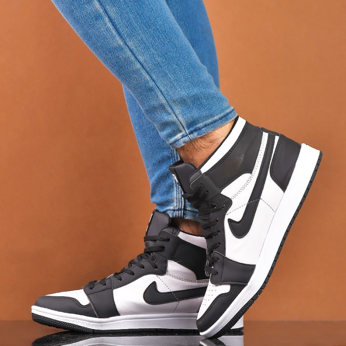 خرید کفش ساقدار سفید و مشکی مردانه مدل نایکی Nike ارزان قیمت مدل 2020 چرم ورزشی ساق بلند