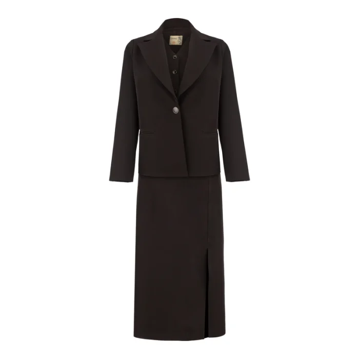 ست کت جلیقه و دامن زنانه مشکی مازراتی