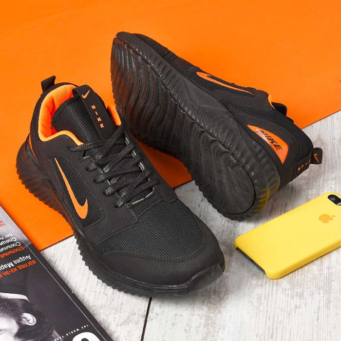 خرید اینترنتی کفش کتانی مشکی و نارنجی طرح Nike 2020 جدید مدل ارزان قیمت پرداخت درب منزل