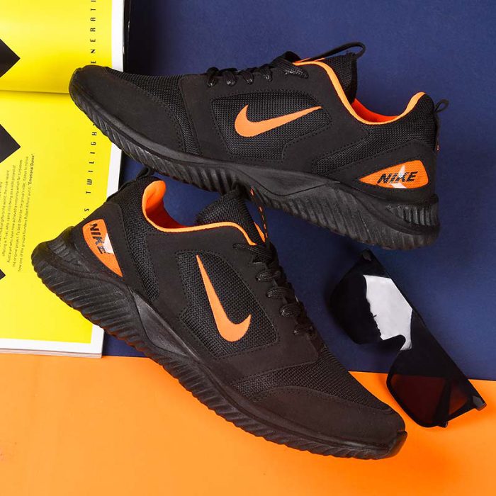 خرید اینترنتی کفش کتانی مشکی و نارنجی طرح Nike 2020 جدید مدل ارزان قیمت پرداخت درب منزل