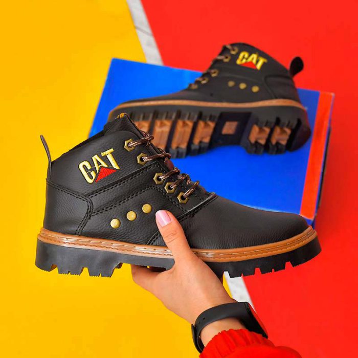 نیم بوت (مشکی) چرم دخترانه جدید برند Caterpillar کلاسیک