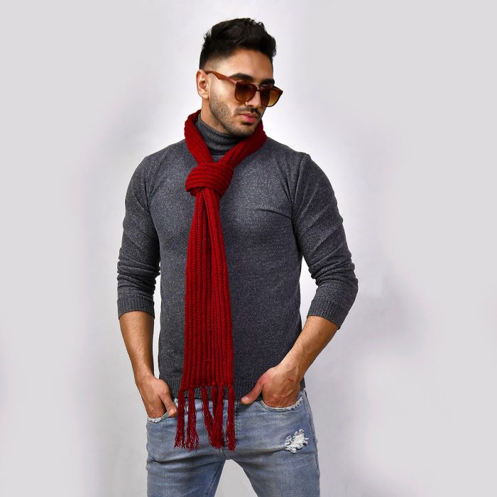 پلیور بافتنی مردانه (خاکستری) یقه اسکی (بافت زیرلباس) جدید