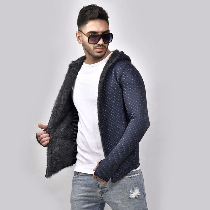 شنل هودی پسرانه (سرمه ای) مدل خزدار دون دون جدید