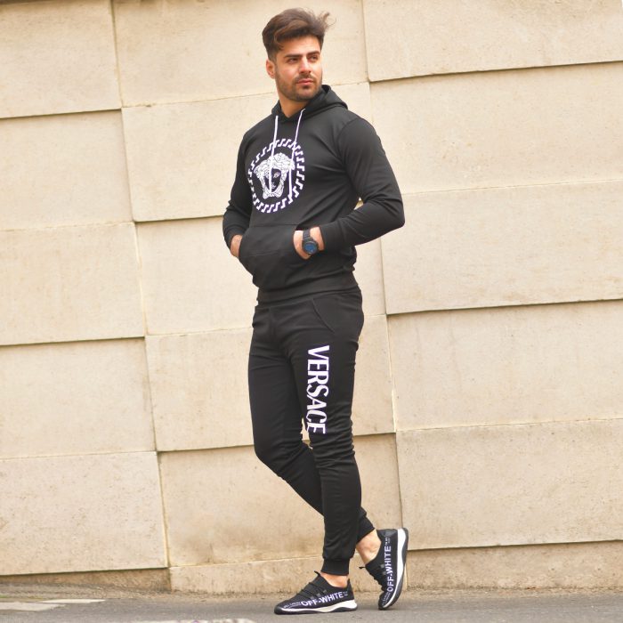 ست هودی شلوار اسلش مردانه (مشکی) زمستانه versace