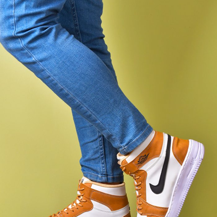 کفش ساقدار Nike Jordan مردانه سفید عسلی اسپرت جدید