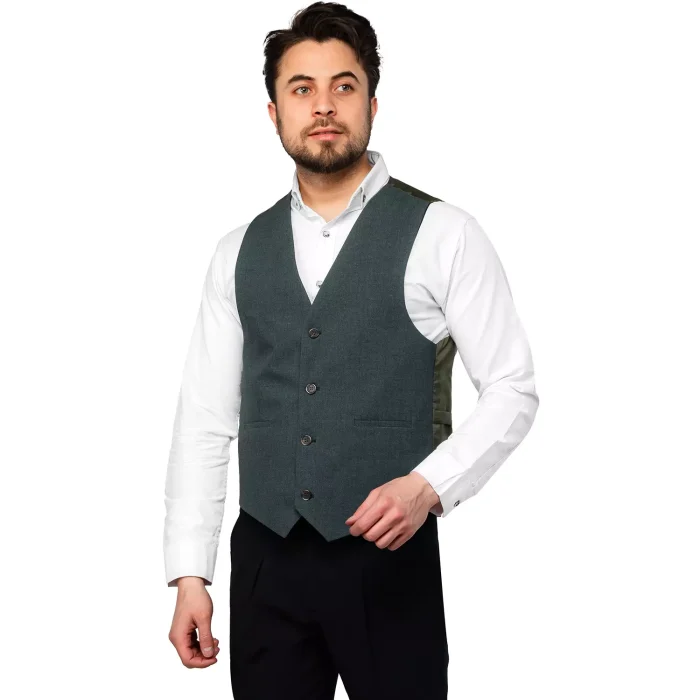 جلیقه کلاسیک مردانه رنگ مدادی مدل پارچه ای