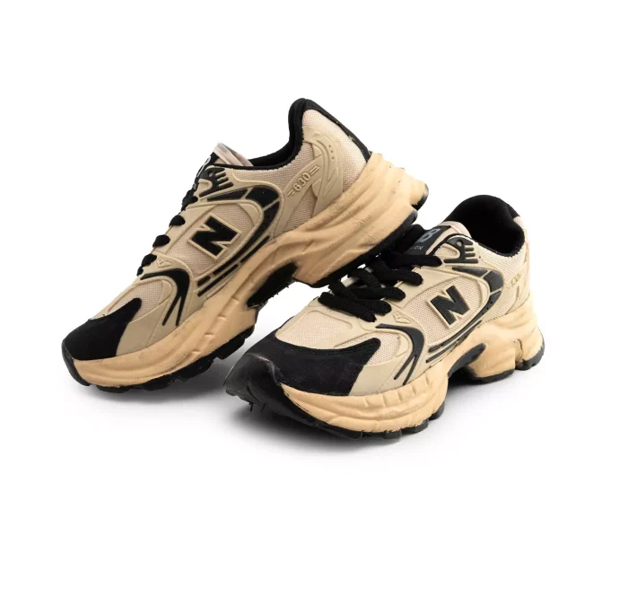 کفش کتانی دخترانه رنگ کرم مدل لژدار New Balance - Image 2