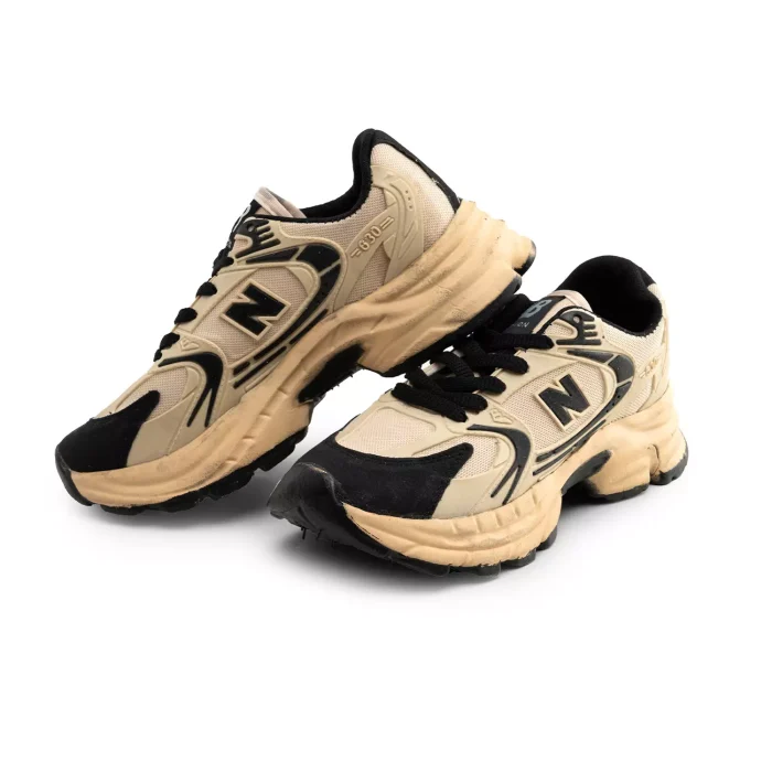 کفش کتانی دخترانه رنگ کرم مدل لژدار New Balance
