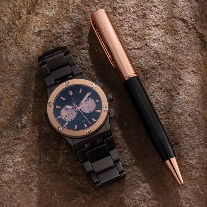 ساعت مچی مردانه (مشکی رزگلد) Hublot