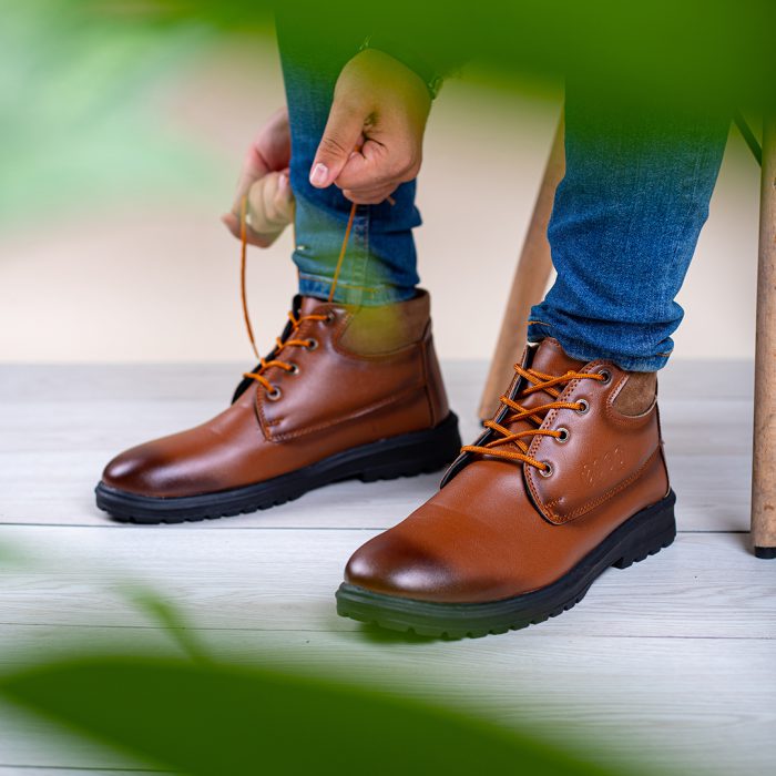 کفش ساقدار مردانه مدل قهوه ای چرم کلاسیک
