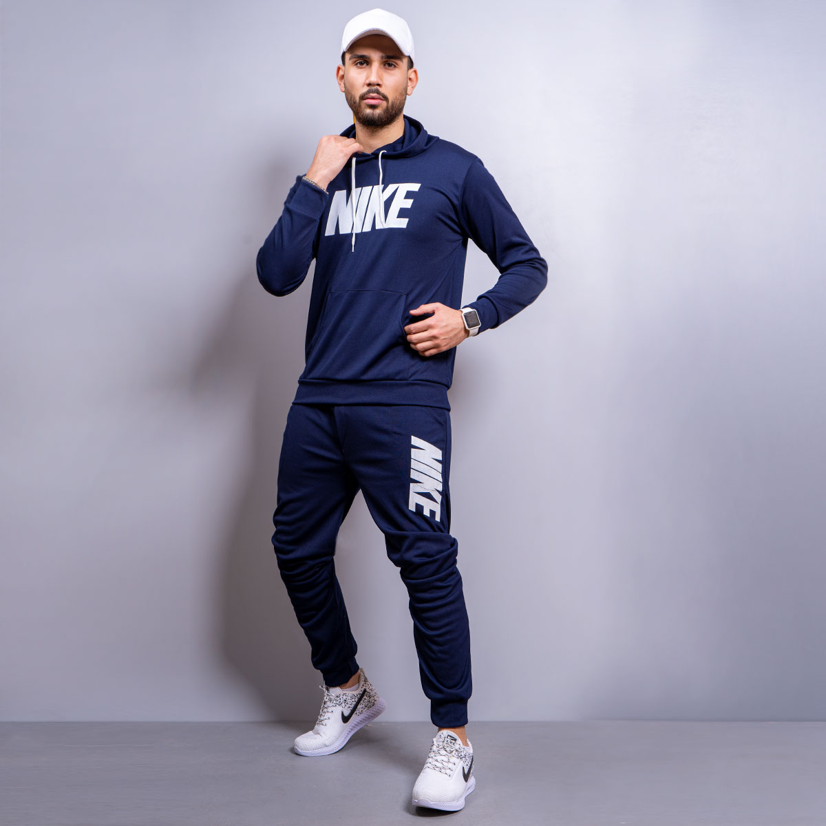 ست هودی شلوار اسلش مردانه Nike 2021 سرمه ای ورزشی جدید پرداخت در محل