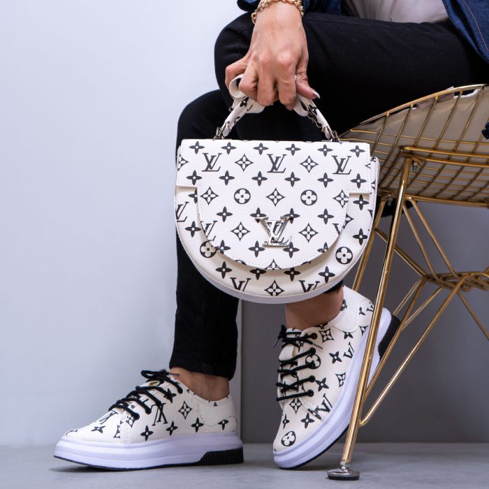 خرید اینترنتی ست کیف و کفش چرم سفید زنانه مدل لویی ویتون Louis Vitton 2021 ارزان قیمت پرداخت در محل