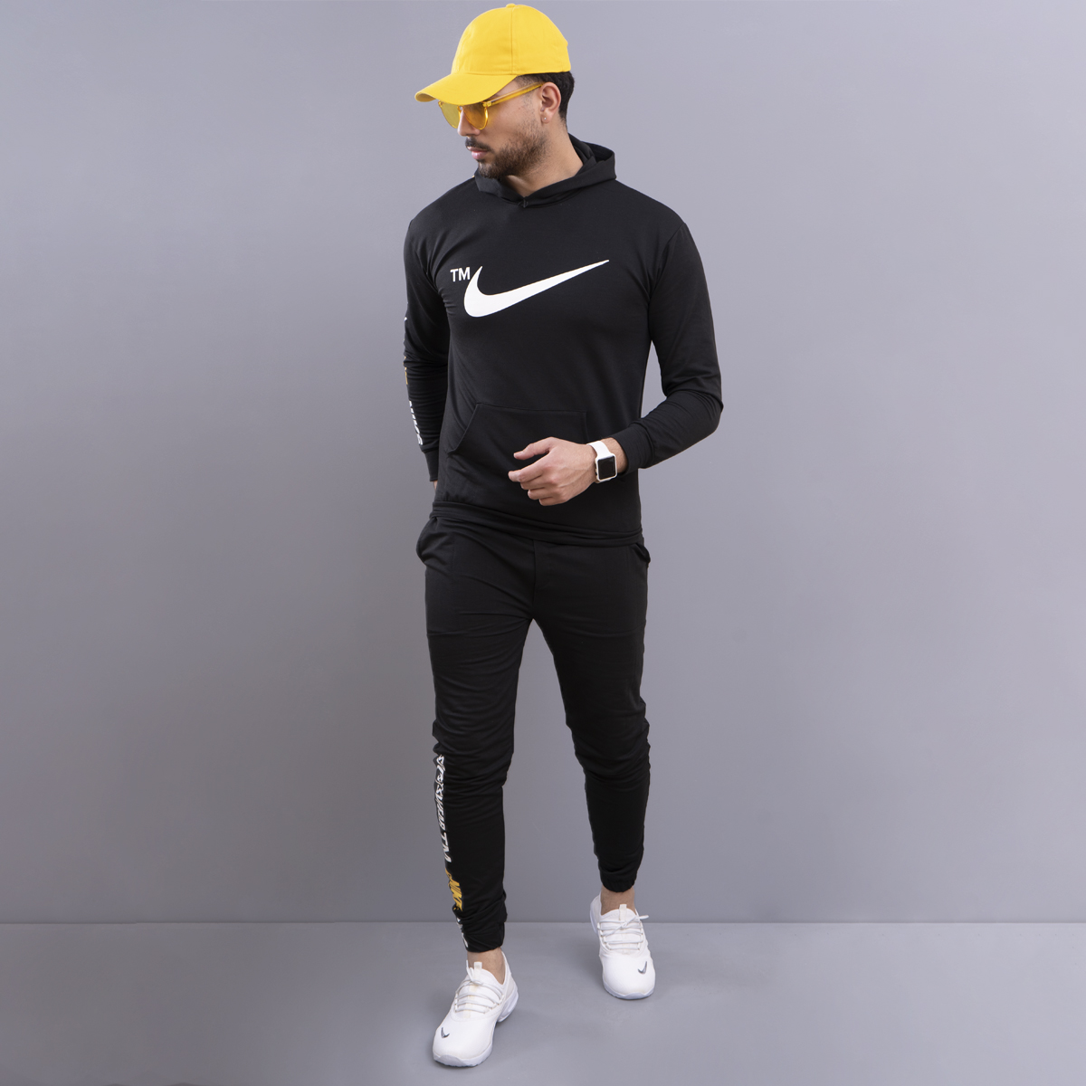 خرید ارزان ست هودی شلوار اسلش پسرانه مشکی طرح ورزشی اسپرت Nike ارزان پرداخت درب منزل