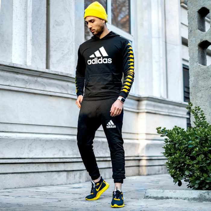 ست هودی شلوار Adidas مردانه مدل ورزشی مشکی