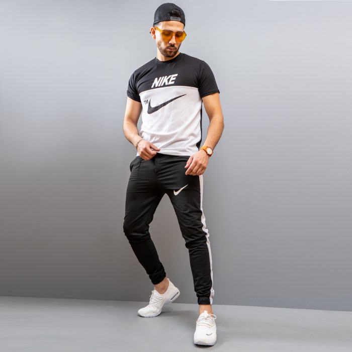 ست تیشرت شلوار مردانه ورزشی مدل Nike سفید، مشکی