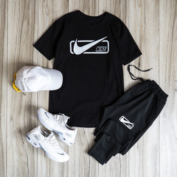 ست تیشرت و شلوار اسلش مردانه 2021 Nike مشکی طرح خاص