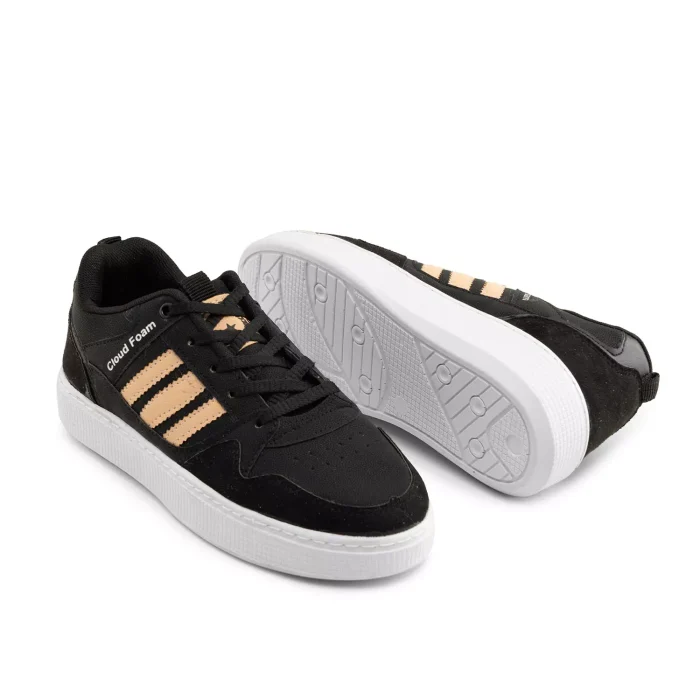 کفش کتانی دخترانه رنگ مشکی 3 خط کرم Adidas