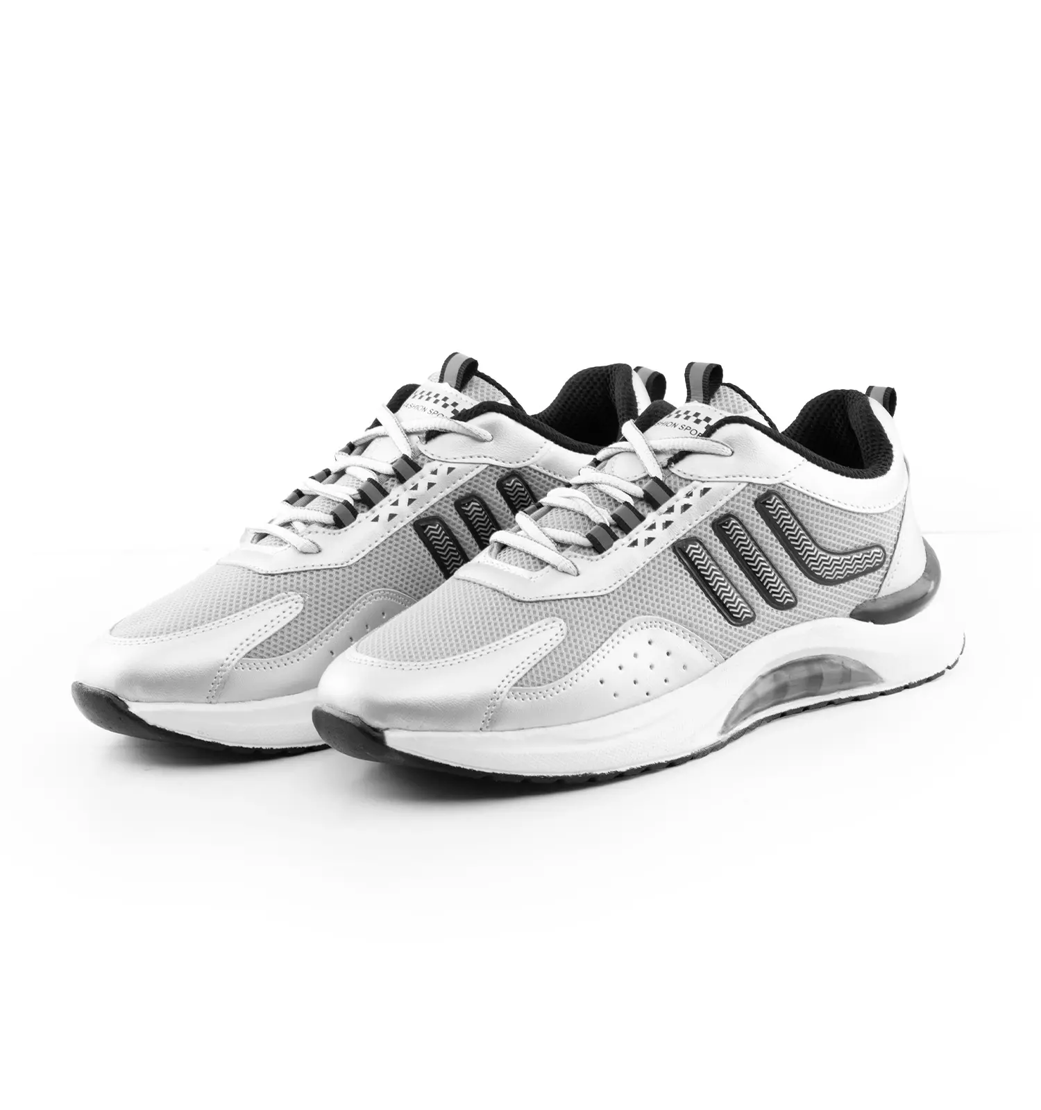 کفش کتانی ورزشی مردانه رنگ طوسی مدل 3 خط