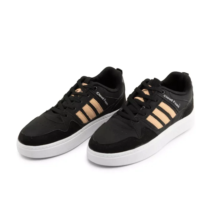 کفش کتانی دخترانه رنگ مشکی 3 خط کرم Adidas