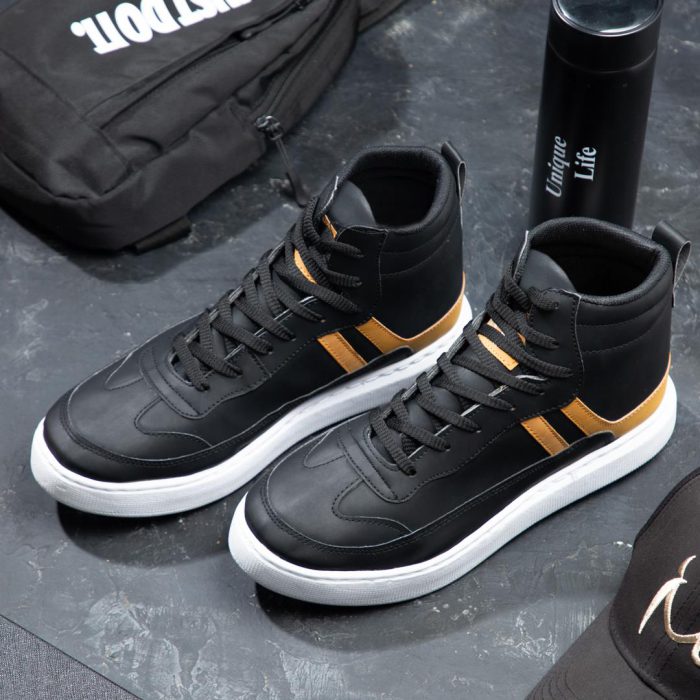 کفش ساقدار مردانه مشکی مدل چرم اسپرت