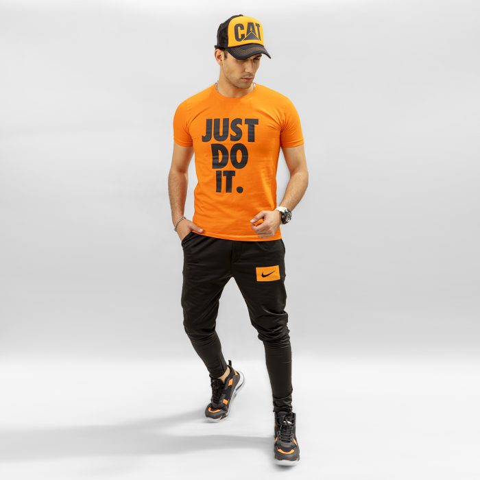 ست تیشرت زرد Just Do It شلوار ورزشی مردانه