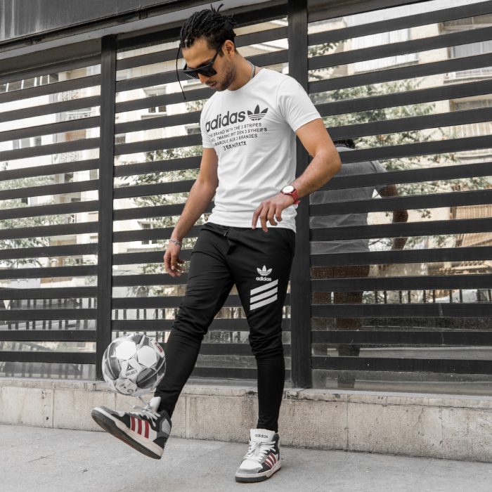 ست تی شرت شلوار مردانه سفید مدل Adidas ورزشی