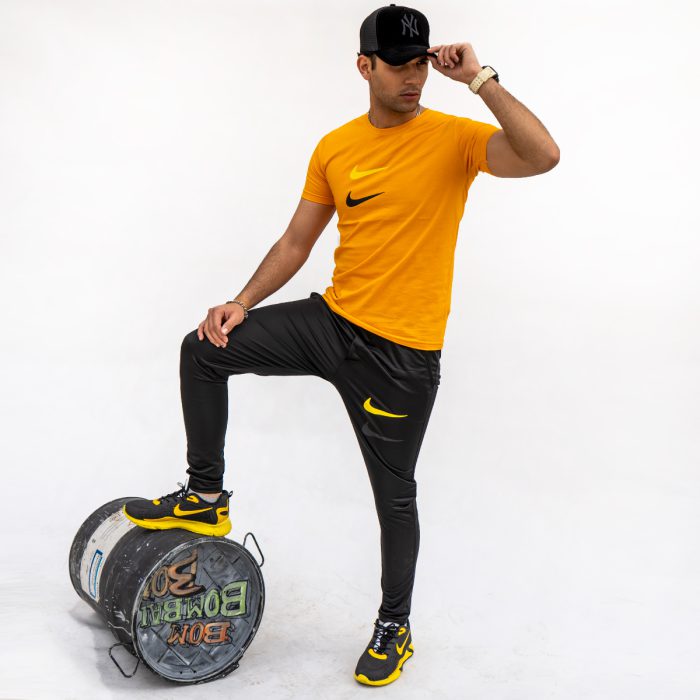 ست تیشرت زرد Nike مردانه با شلوار ورزشی
