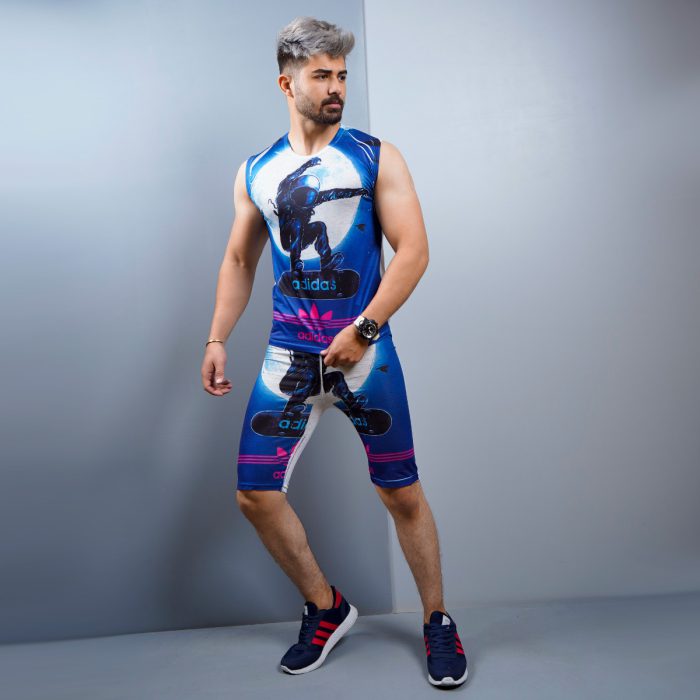 ست تاپ حلقه ای مردانه با شلوارک Adidas مدل فضانورد